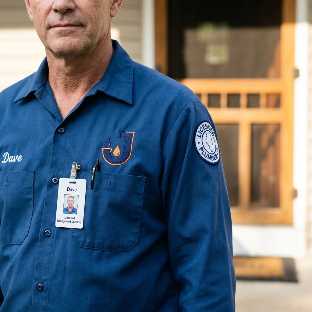 Licensed plumber showing ID badge in Brockway, PA