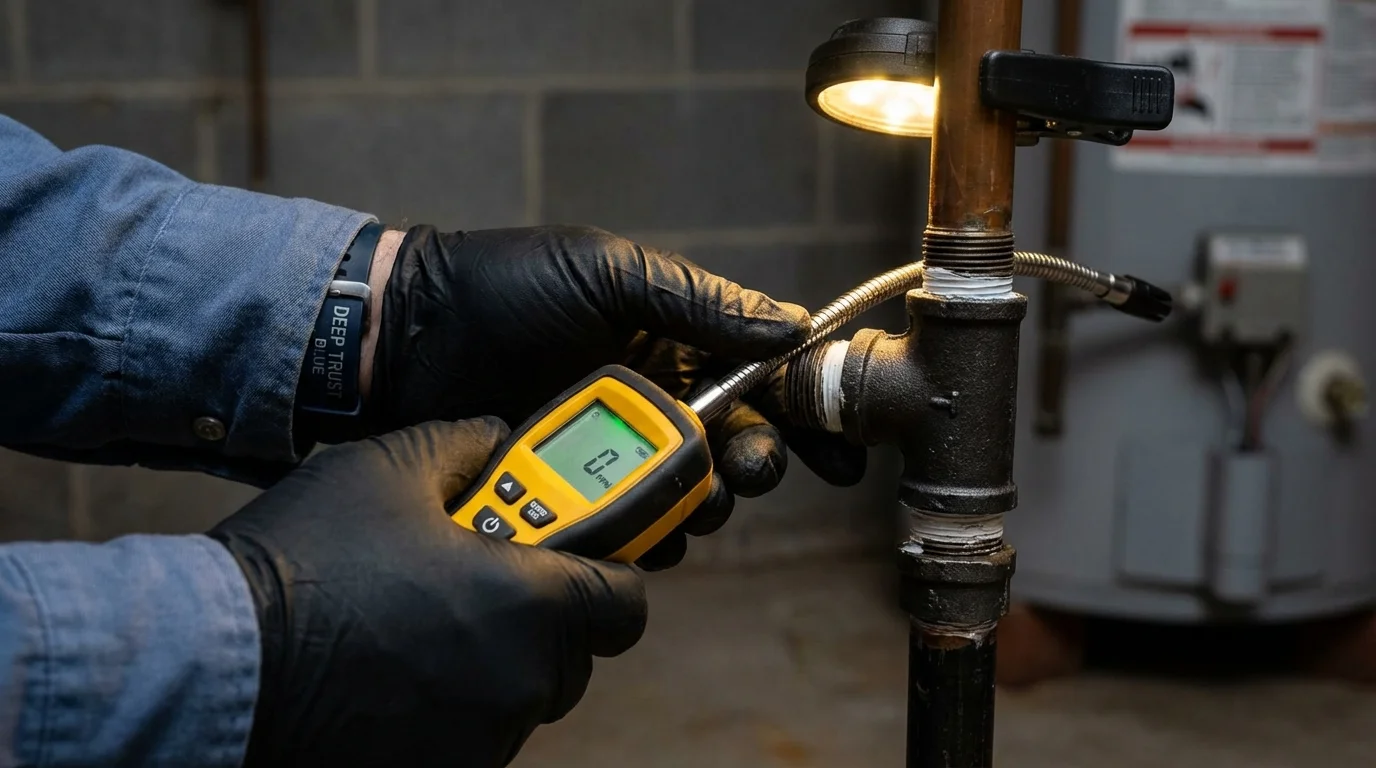 Gas leak detection with electronic sniffer by Johns Plumbing LLC in Brockway