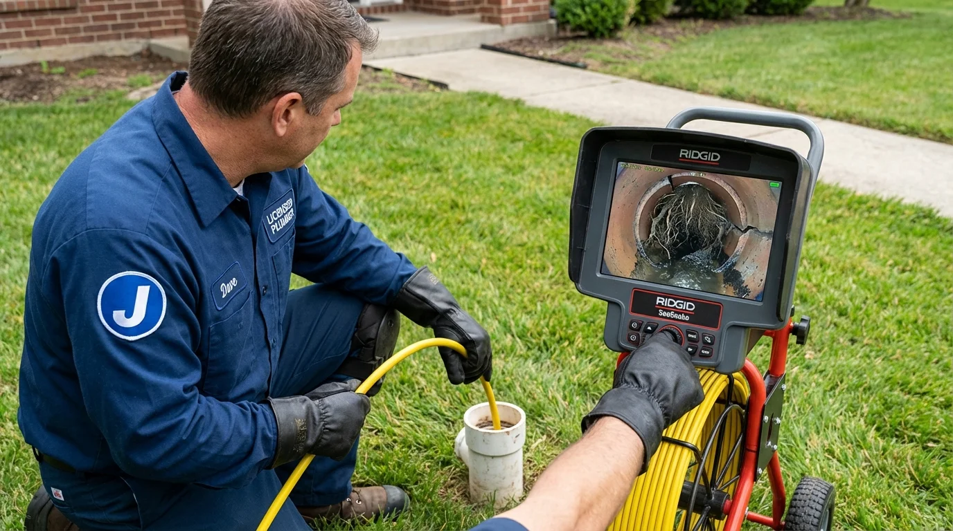 Sewer camera inspection being performed by Johns Plumbing LLC in Brockway